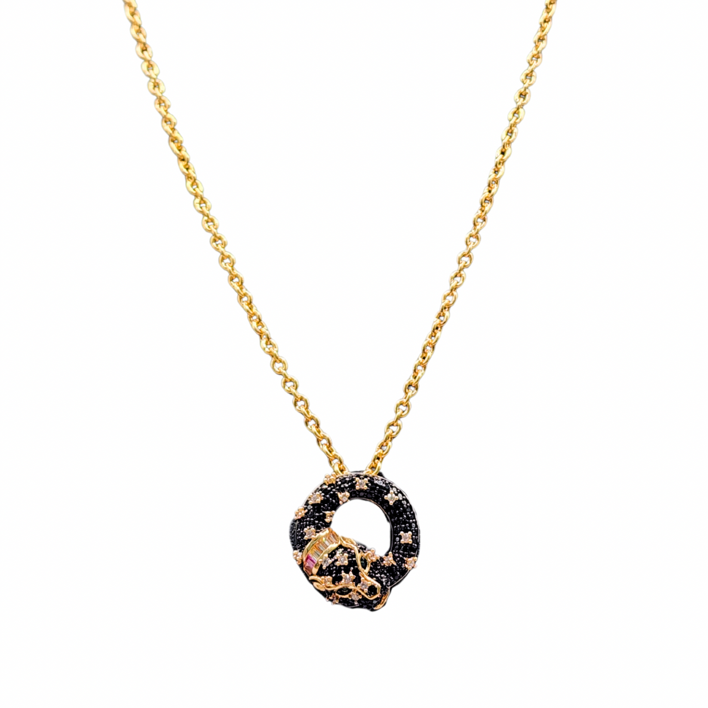 Colar Pantera Deitada Dourado