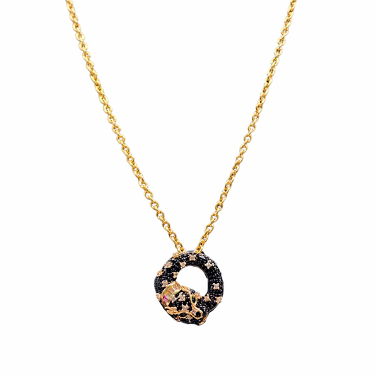 Colar Pantera Deitada Dourado