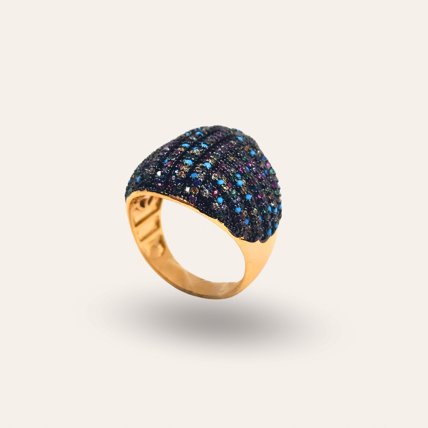 Anel Oval Multicolorido