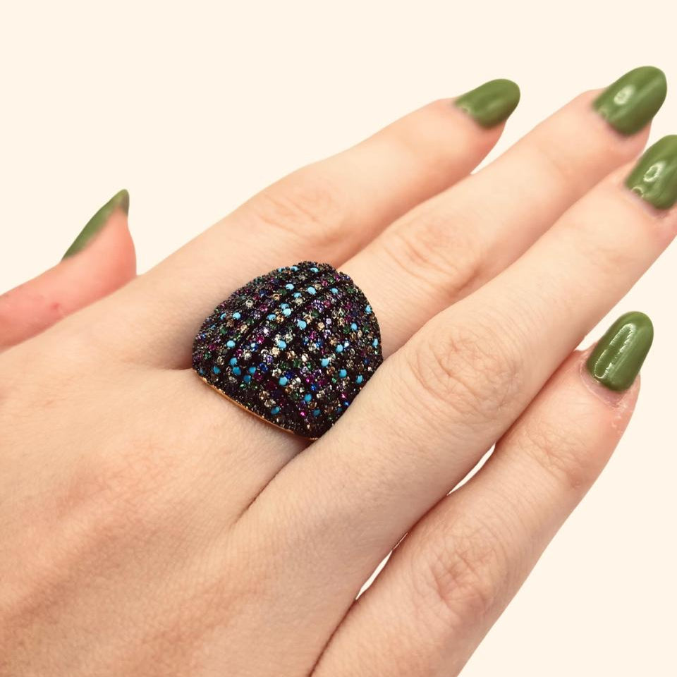 Anel Oval Multicolorido